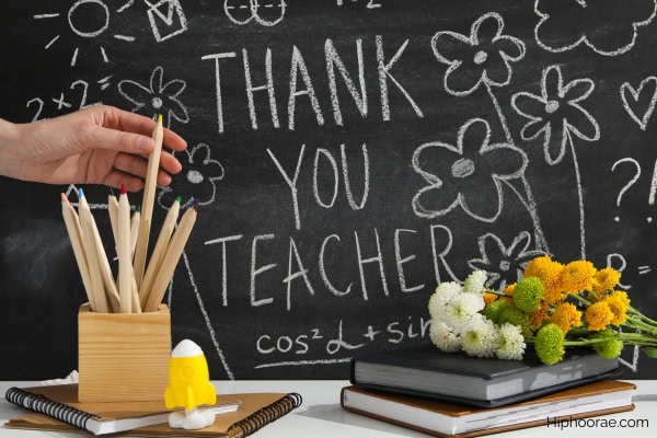 School board with "Thank You Teacher" written