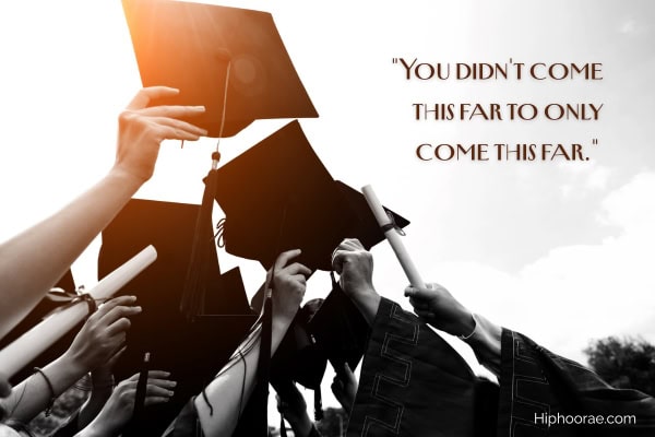 throwing graduation hats with quote overlay