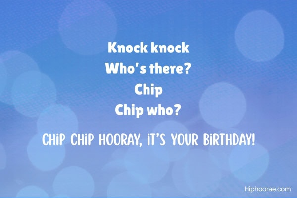 Abstract blue bokeh background with joke overlay