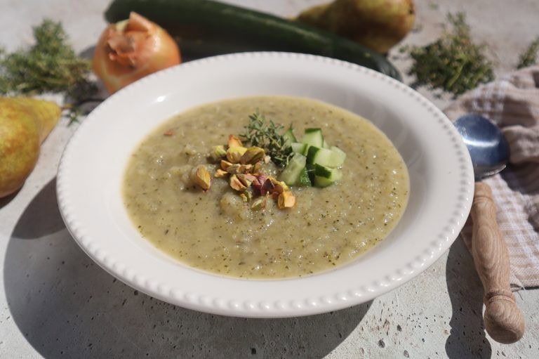 chilled zucchini pear soup