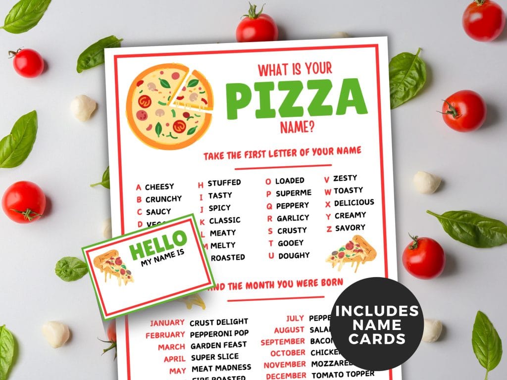 what is your pizza name game