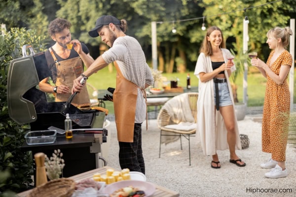 man on the grill for a backyard barbecue party