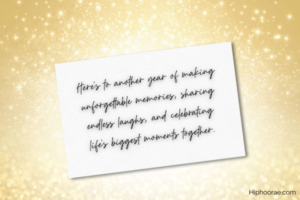 Glitter gold texture background with birthday message on white card overlay
