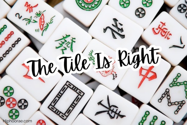 mahjong tiles background with party name overlay