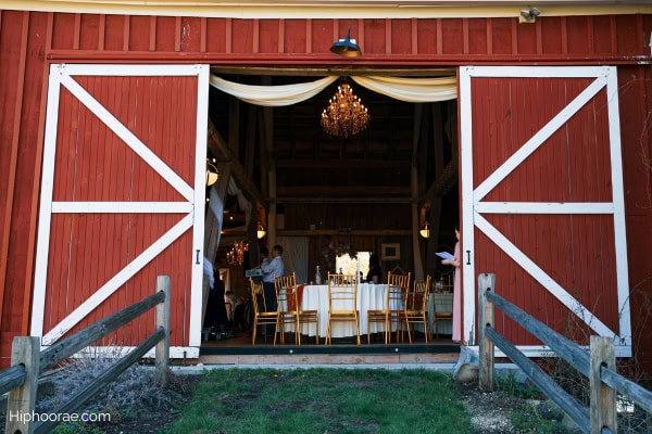 party setup in a barn