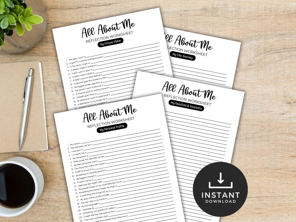 all about me reflection worksheets