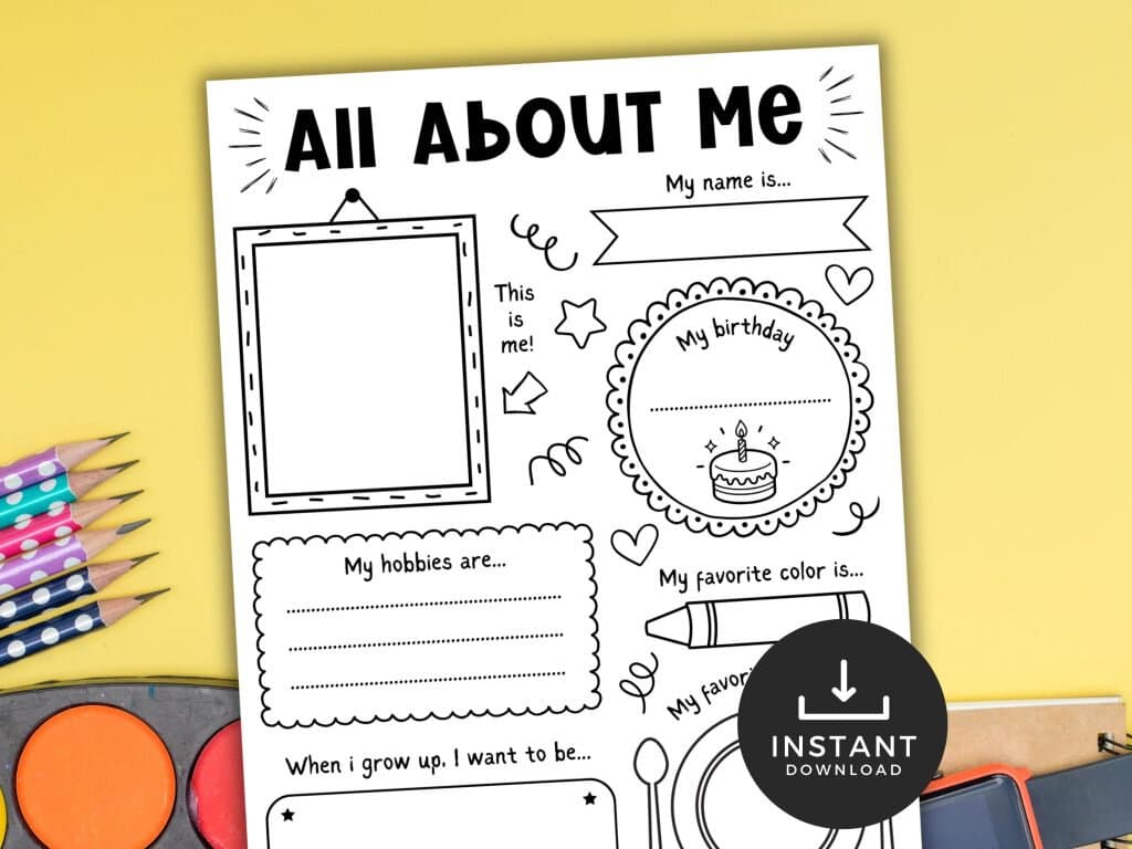 all about me coloring page